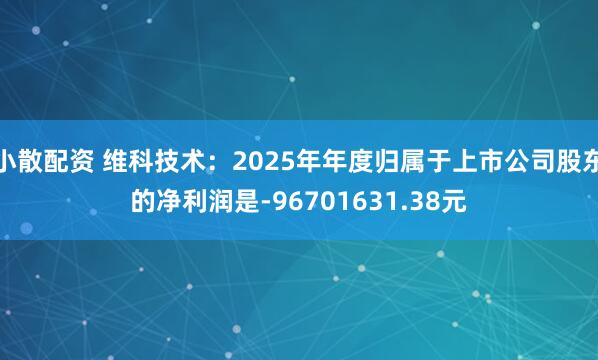 小散配资 维科技术：2025年年度归属于上市公司股东的净利润是-96701631.38元